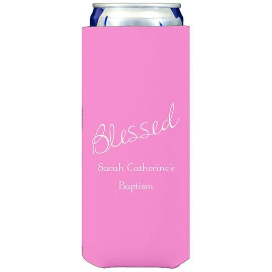 Expressive Script Blessed Collapsible Slim Koozies